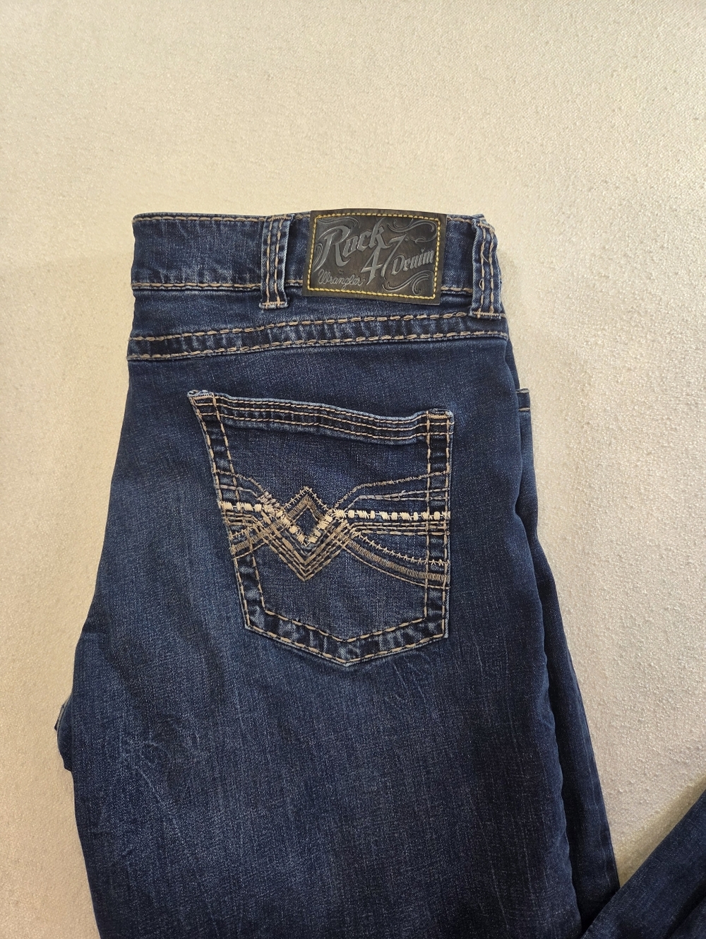 Rock 47 Wrangler Relaxed Boot Jeans 40x36 Dark Wash - Picture 2 of 7